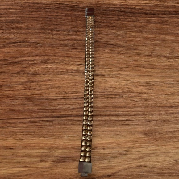 Leather Band Gold Rhinestone Bracelet - Picture 4 of 4